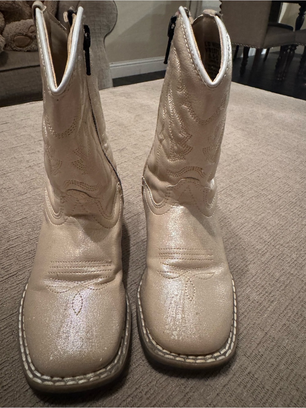 Toddler Sparkle Cream Western Boots